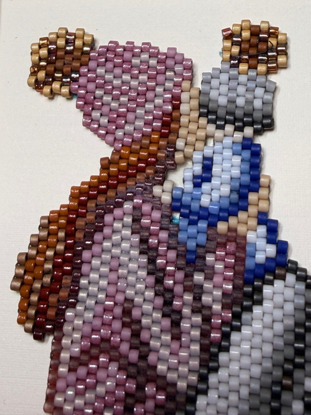 Handmade Beaded Mother & Child Framed Art Gold Frame Tiny Mini Gift - Picture 9 of 9